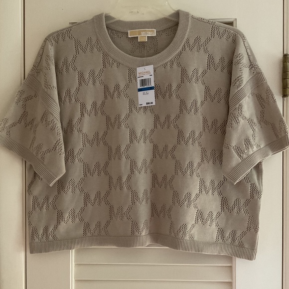 NWT MICHAEL KORS LOGO DESIGN KNEET DUNE WOMAN COTTON PULLOVER Size US XL - Picture 2 of 10